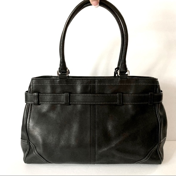 COACH Hamptons Satchel F08A71 Black Leather Bag - Picture 2 of 16
